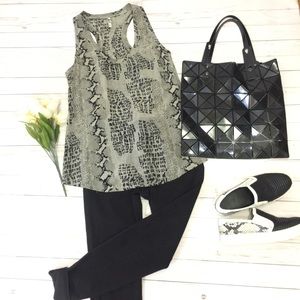 Joie 100% Silk Gray Black Animal Print Tank Top S